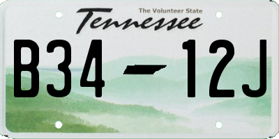 TN license plate B3412J