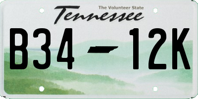 TN license plate B3412K