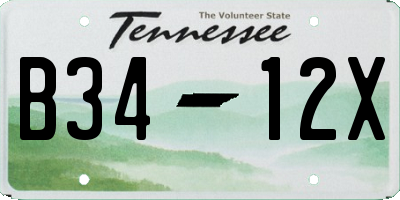 TN license plate B3412X