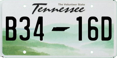 TN license plate B3416D