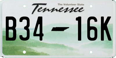 TN license plate B3416K