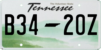 TN license plate B3420Z