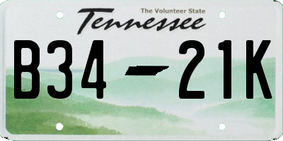 TN license plate B3421K