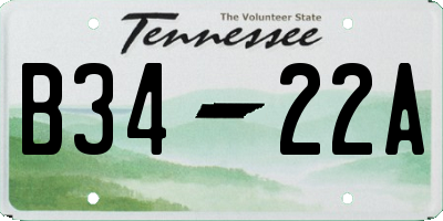 TN license plate B3422A