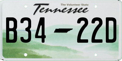 TN license plate B3422D