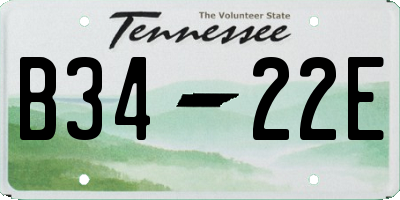 TN license plate B3422E