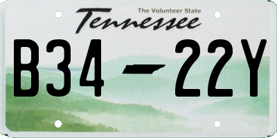 TN license plate B3422Y