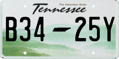 TN license plate B3425Y