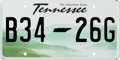 TN license plate B3426G