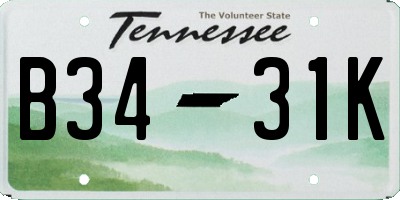 TN license plate B3431K
