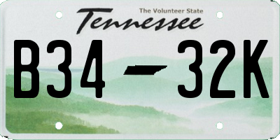 TN license plate B3432K