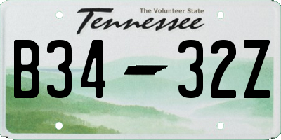 TN license plate B3432Z