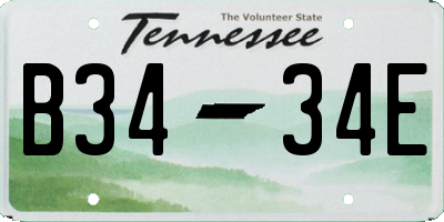 TN license plate B3434E