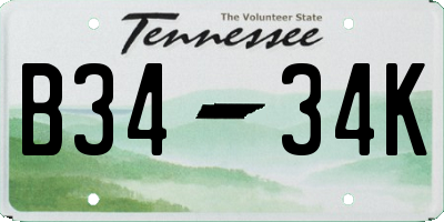 TN license plate B3434K