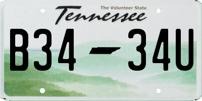 TN license plate B3434U