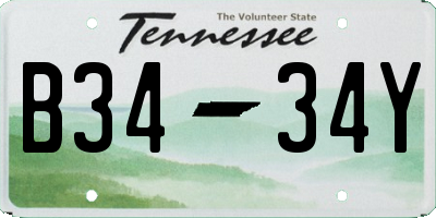 TN license plate B3434Y