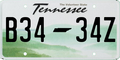 TN license plate B3434Z