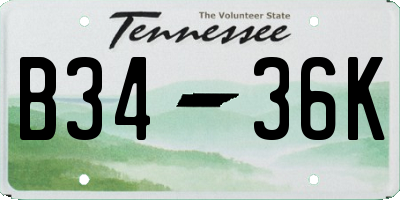 TN license plate B3436K