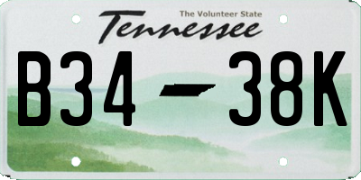 TN license plate B3438K