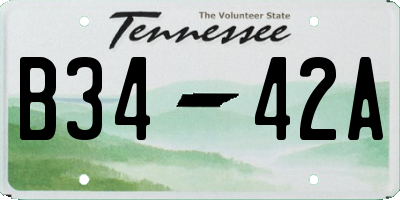 TN license plate B3442A