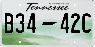 TN license plate B3442C