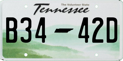 TN license plate B3442D