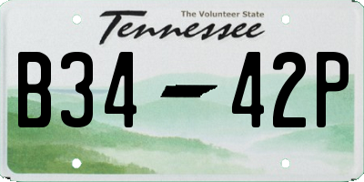 TN license plate B3442P