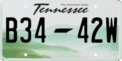 TN license plate B3442W