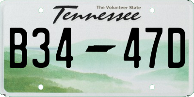 TN license plate B3447D