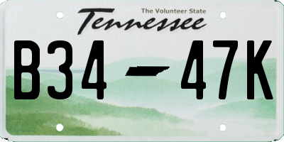 TN license plate B3447K