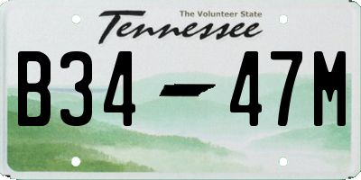 TN license plate B3447M