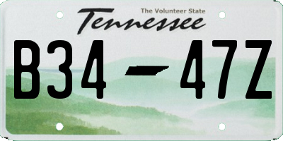 TN license plate B3447Z