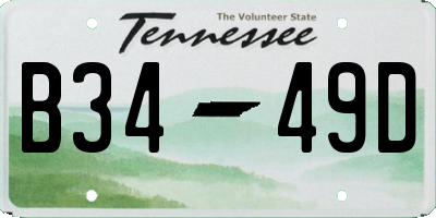 TN license plate B3449D