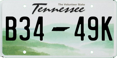 TN license plate B3449K