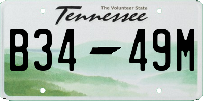 TN license plate B3449M