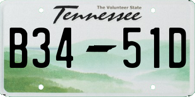 TN license plate B3451D