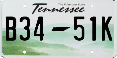 TN license plate B3451K