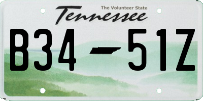 TN license plate B3451Z