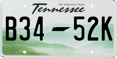 TN license plate B3452K