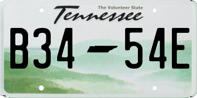 TN license plate B3454E
