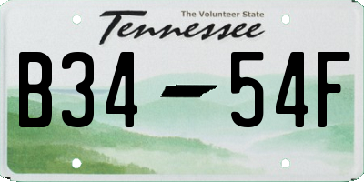 TN license plate B3454F