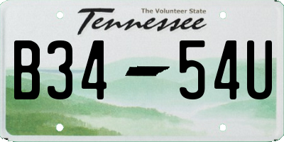 TN license plate B3454U