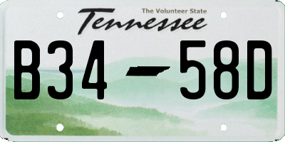 TN license plate B3458D