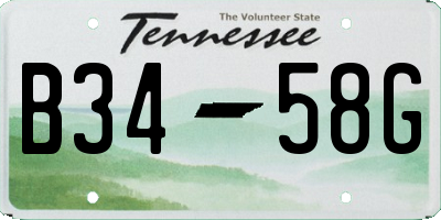 TN license plate B3458G