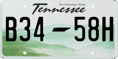 TN license plate B3458H
