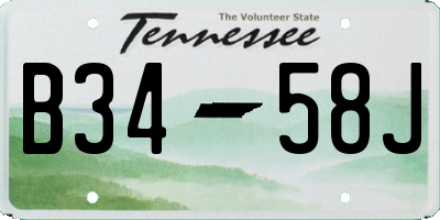 TN license plate B3458J