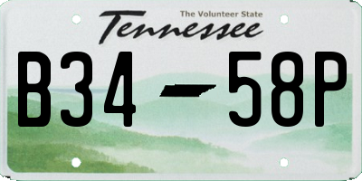 TN license plate B3458P