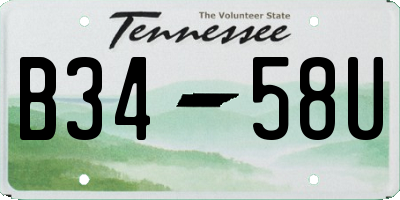 TN license plate B3458U