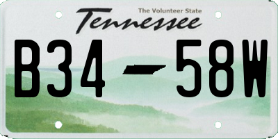 TN license plate B3458W