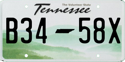 TN license plate B3458X